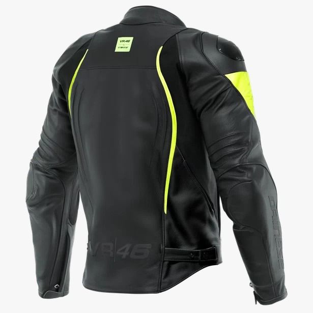 Dainese VR46 Curb Leather Jacket Black Fluo Yellow : Delivery in 5 days